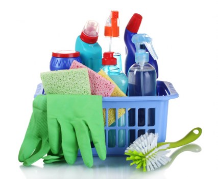 Finished carpet cleaning setup with professional tools and supplies
